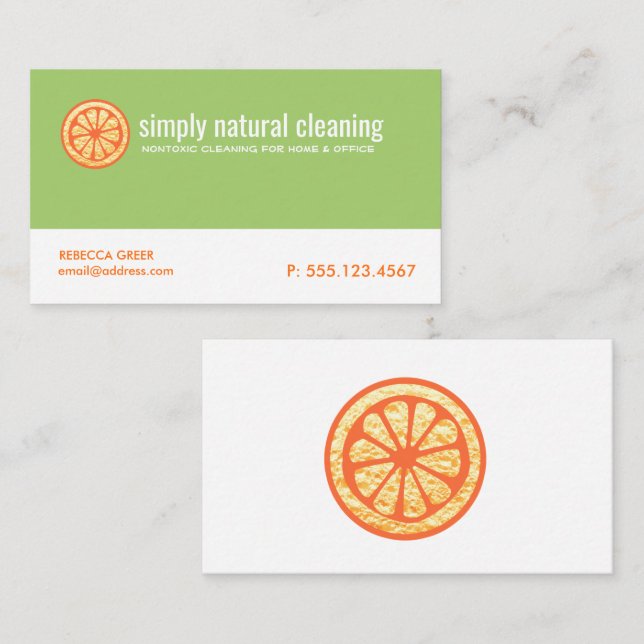 Carte De Visite Service de nettoyage naturel Éponge orange (Devant / Derrière)