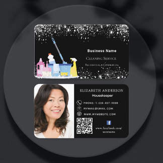 Carte De Visite Service de nettoyage noir poussière de parties sci