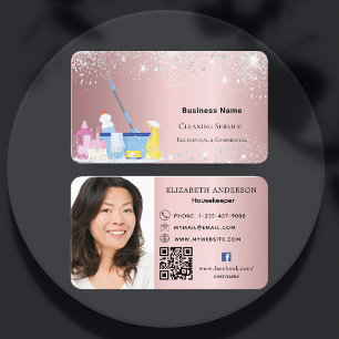 Carte De Visite Service de nettoyage parties scintillant rose pous