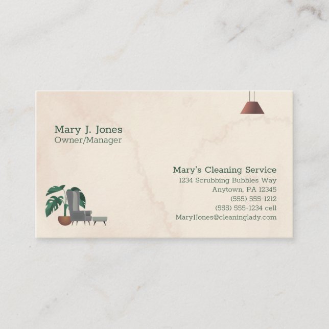 Carte De Visite Service de nettoyage personnalisable Accueil Huit  (Devant)