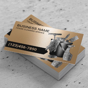 Carte De Visite Service de nettoyage professionnel moderne Noir &