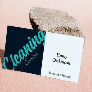 Carte De Visite Service de nettoyage Qr Code Rétro