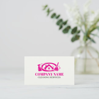 Carte De Visite Service de nettoyage rose Maison Nettoyage profess