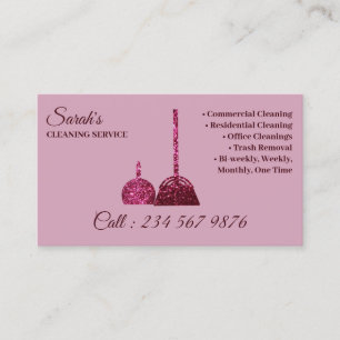 Carte De Visite Service de nettoyage rose pâle