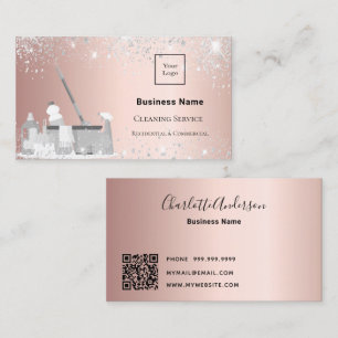 Carte De Visite Service de nettoyage rose parties scintillant arge