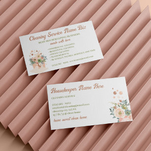 Carte De Visite Service De Nettoyage Vierge Rose Floral Janitorial