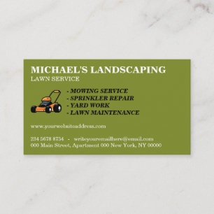 Carte De Visite Service de paysage de pelouse vert olive