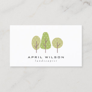 CARTE DE VISITE SERVICE DE PAYSAGE PASTEL GREEN TREE TRIO