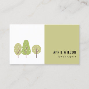 CARTE DE VISITE SERVICE DE PAYSAGE PASTEL GREEN TREE TRIO