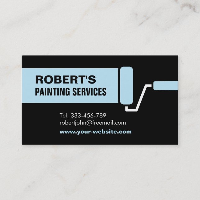 Carte De Visite Service de peinture à pinceau à rouleaux bleus (Devant)