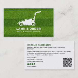 Carte De Visite Service de pelouse/jardin Grass vert QR Code & Soc