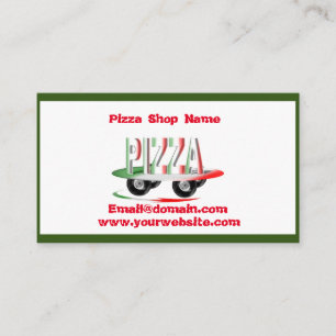Carte De Visite Service de pizza, vert rouge, personnalisé