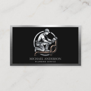 Carte De Visite Service de plomberie de luxe professionnel argent
