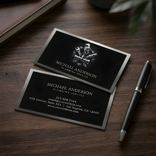 Carte De Visite Service de plomberie de luxe professionnel argent 