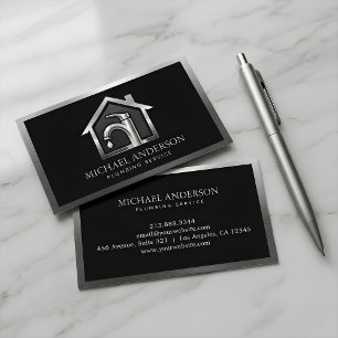 Carte De Visite Service de plomberie de luxe professionnel argent 