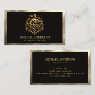 Carte De Visite Service de plomberie de luxe professionnel en or n