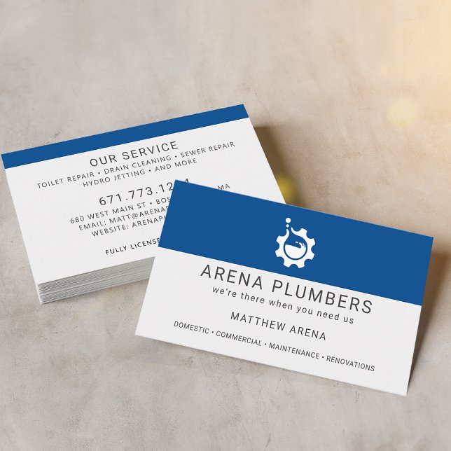 Carte De Visite Service de plomberie des entrepreneurs modernes (Modern Contractor Plumbing Service Business Cards)
