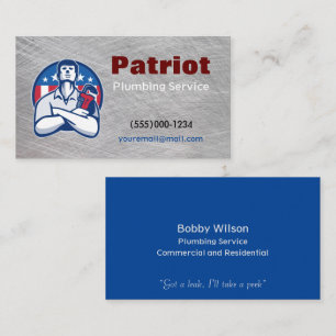 Carte De Visite Service de plomberie Patriot Entrepreneur Chrome D