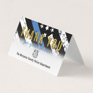 Carte De Visite Service de police Mince Ligne bleue Merci