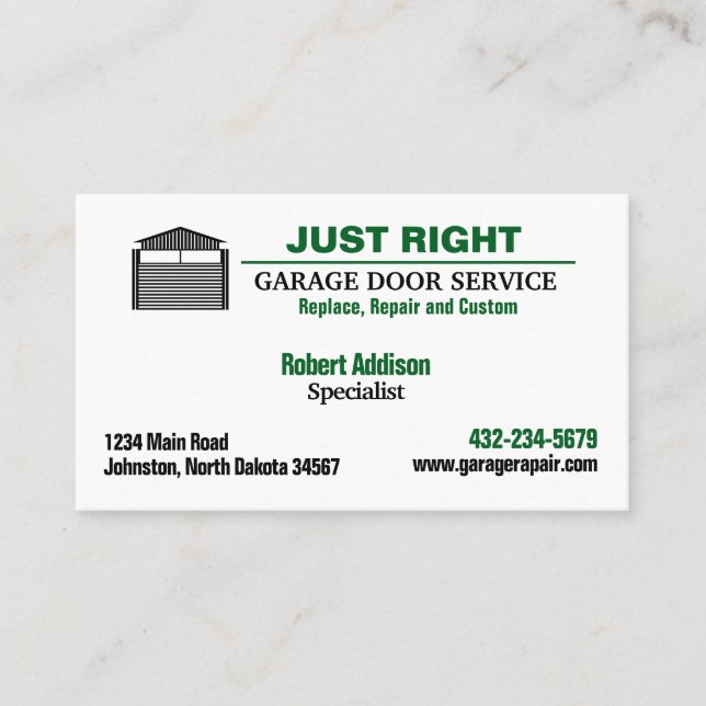 Carte De Visite Service de porte de garage professionnel (Devant)