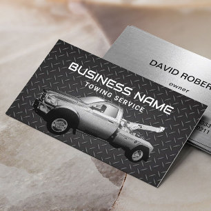 Carte De Visite Service de remorquage Black Metal Tow Truck Profes