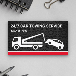 Carte De Visite Service de remorquage de voiture Damas noir Camion