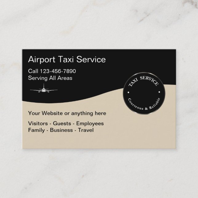 Carte De Visite Service de taxi d'aéroport moderne (Devant)