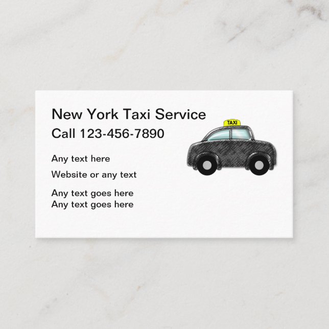 Carte De Visite Service de taxi de New York (Devant)