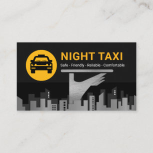 Carte De Visite Service de taxi de nuit Silhouette de la ville
