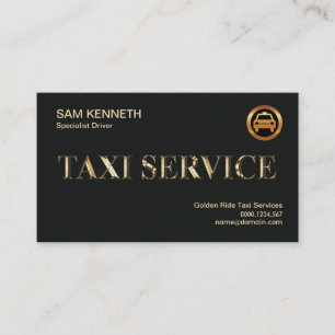 Carte De Visite Service De Taxi De Slogan De Faux Gold