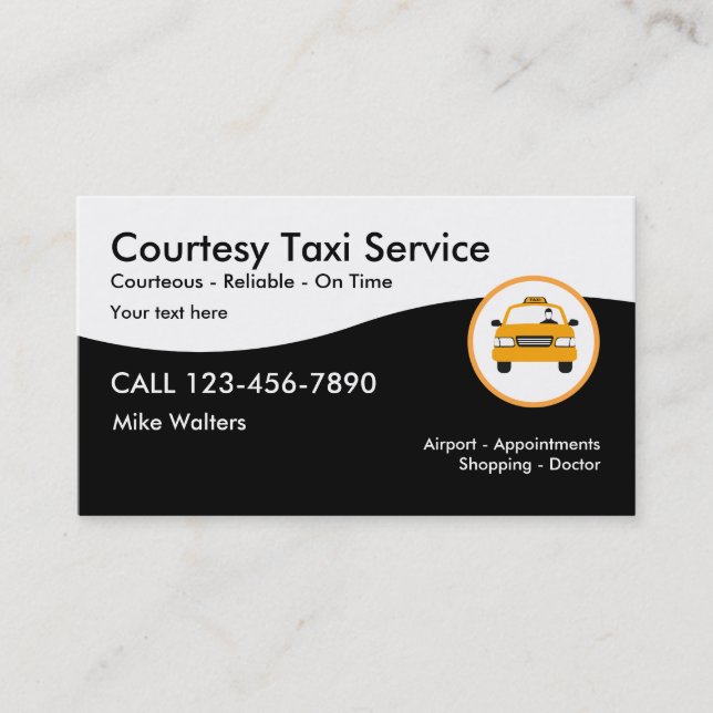 Carte De Visite Service de taxi moderne (Devant)