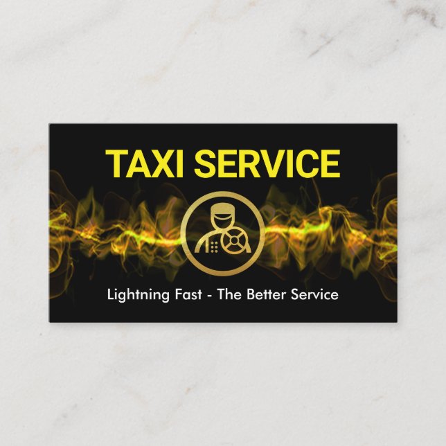 Carte De Visite Service de taxi pour la foudre jaune chaud (Devant)