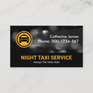Carte De Visite Service de taxi sur les feux de circulation noctur