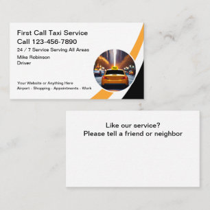 Carte De Visite Service de taxi urbain pour chauffeur de taxi mode