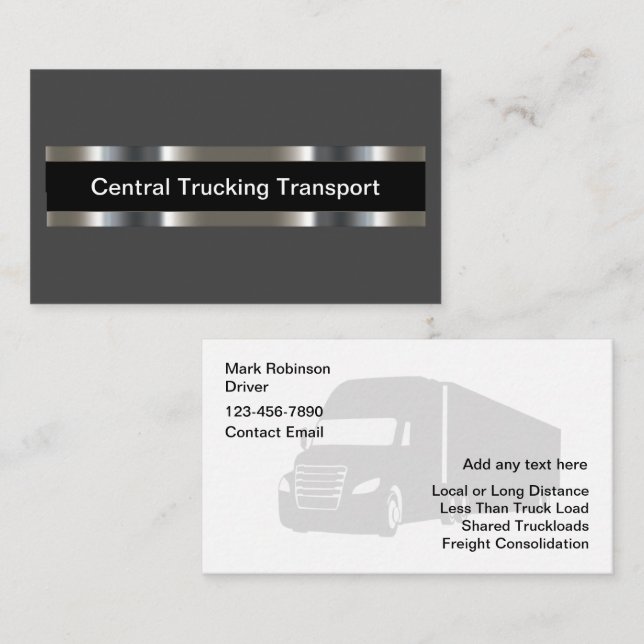 Carte De Visite Service de transport maritime de camionnage classi (Devant / Derrière)