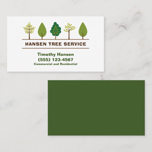 Carte De Visite Service de triage de l'arbre professionnel (Devant / Derrière)
