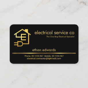 Carte De Visite Service d'électricien minimaliste Gold Line