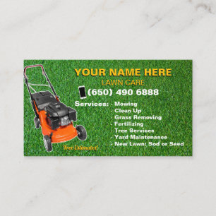 Carte De Visite Service d'entretien de la pelouse de l'herbe de mo
