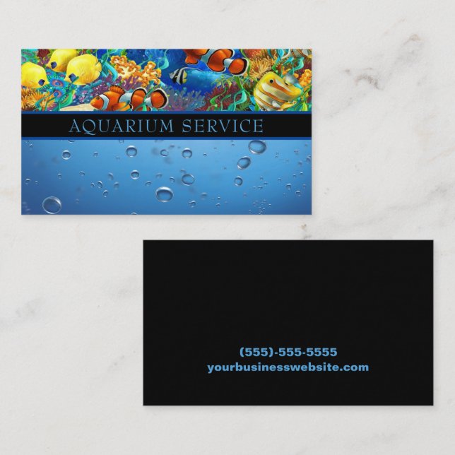 Carte De Visite Service d'entretien de nettoyage d'aquarium Voitur (Devant / Derrière)