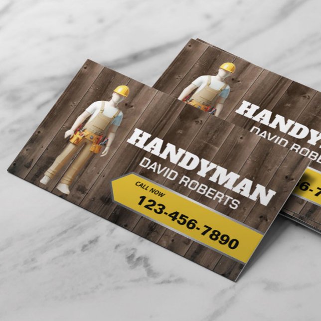 Carte De Visite Service d'entretien d'entretien de Handyman 3D Woo (Créateur téléchargé)