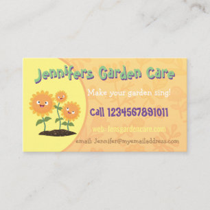 Carte De Visite Service d'entretien du jardin de tournesols de car