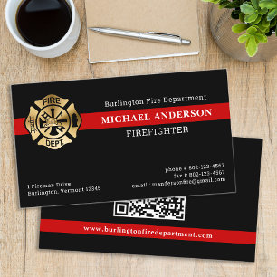 Carte De Visite Service d'incendie Code QR personnalisé Logo Pompi
