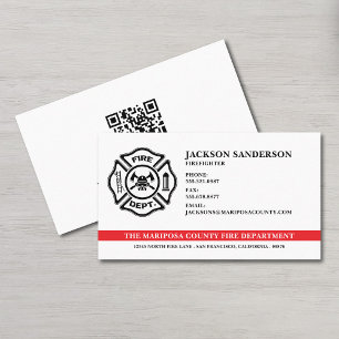 Carte De Visite Service d'incendie personnalisé Code QR du pompier