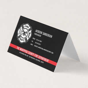 Carte De Visite Service d'incendie personnalisé Pompier Red Line L
