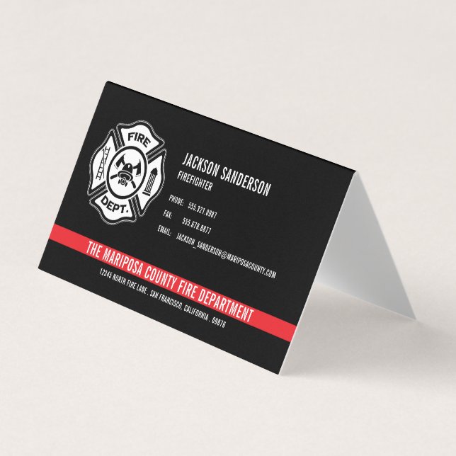 Carte De Visite Service d'incendie personnalisé Pompier Red Line L (Devant)