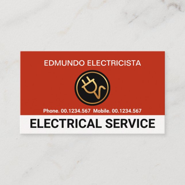 Carte De Visite Service électrique étonnant en couches rouges (Devant)