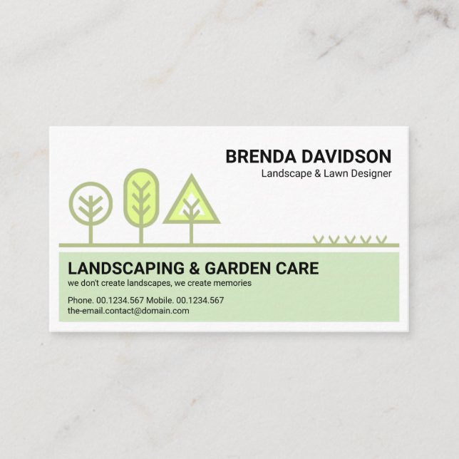 Carte De Visite Service élégant de jardinage frontalier Arbre (Devant)