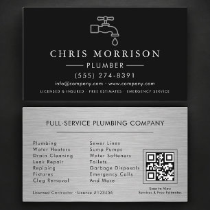 Carte De Visite Service et réparation de plomberie Code QR Plombie