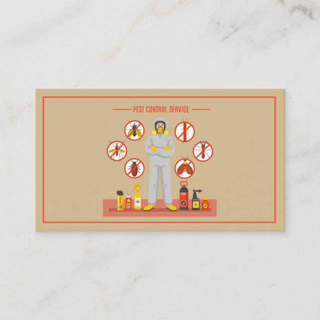 Carte De Visite Service Exterminateur de lutte antiparasitaire Tan (Devant)