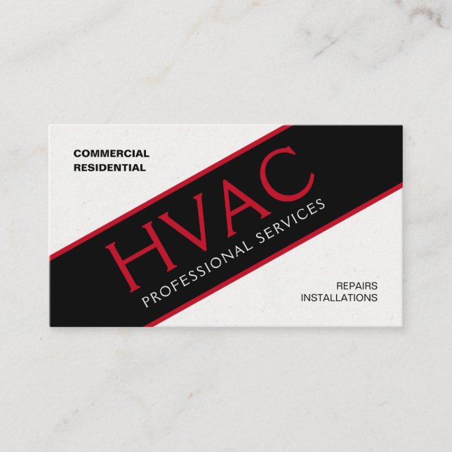 Carte De Visite Service HVAC noir rouge (Devant)